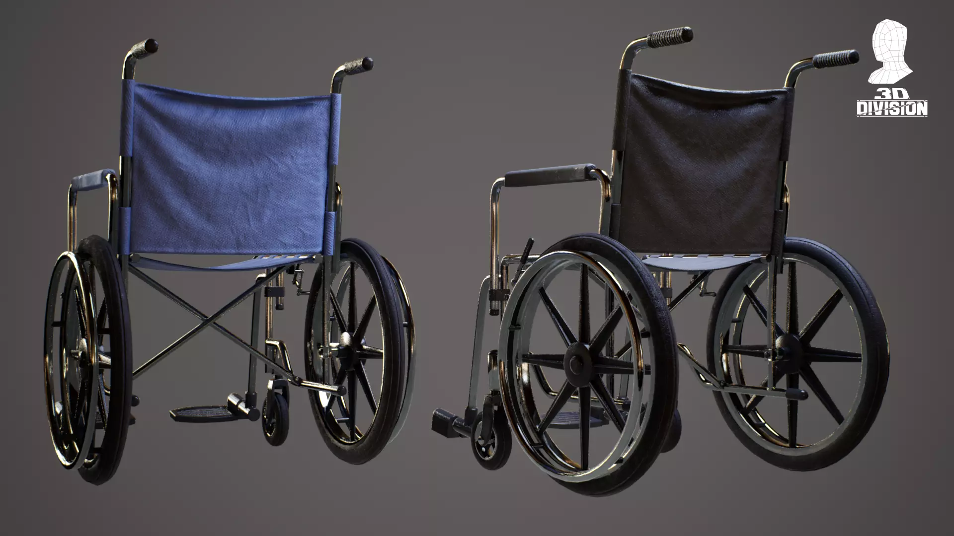 Hospital WheelChair - PBR Game Ready - LOW POLY Low-poly 3D model_4
