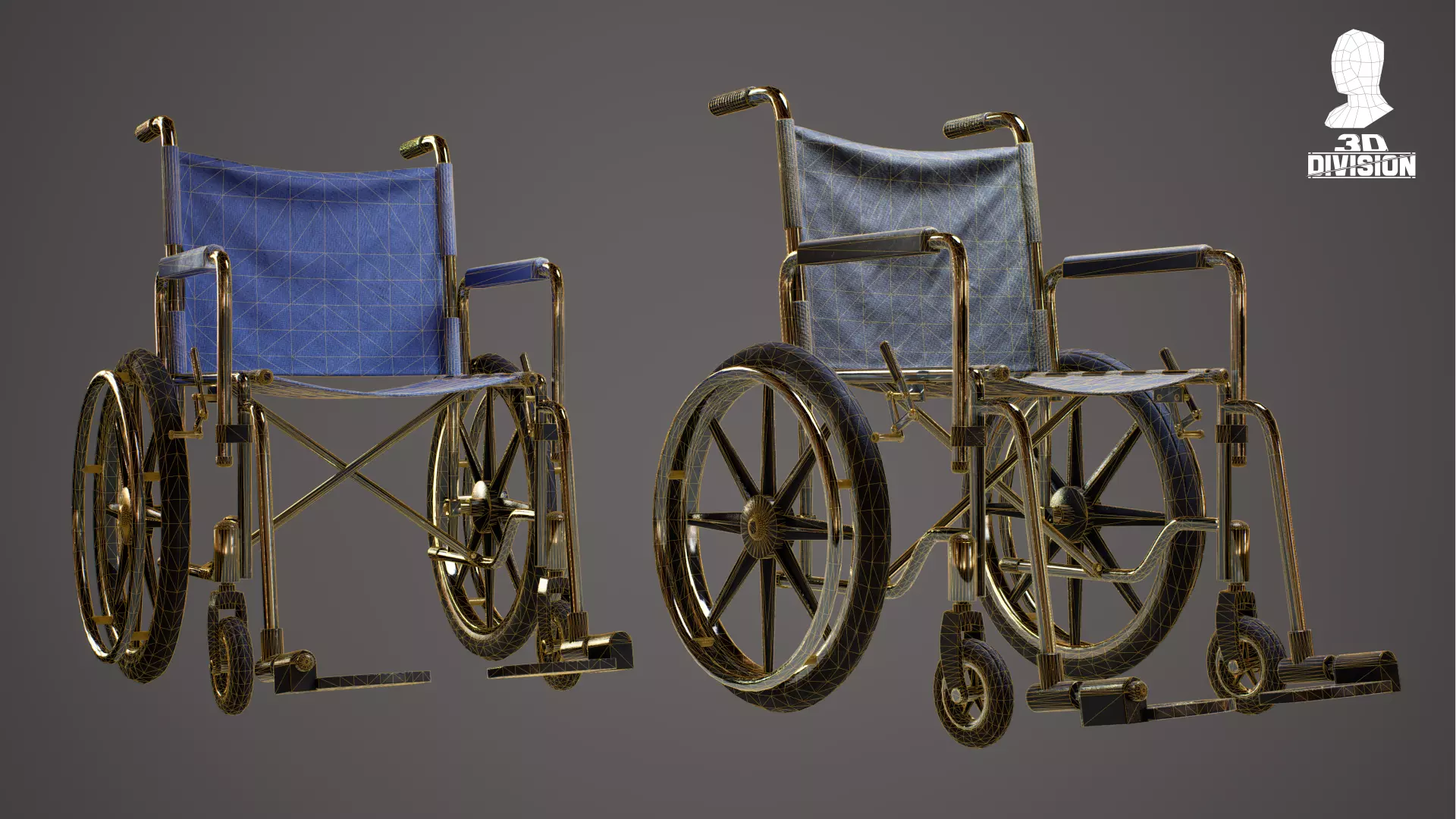 Hospital WheelChair - PBR Game Ready - LOW POLY Low-poly 3D model_5