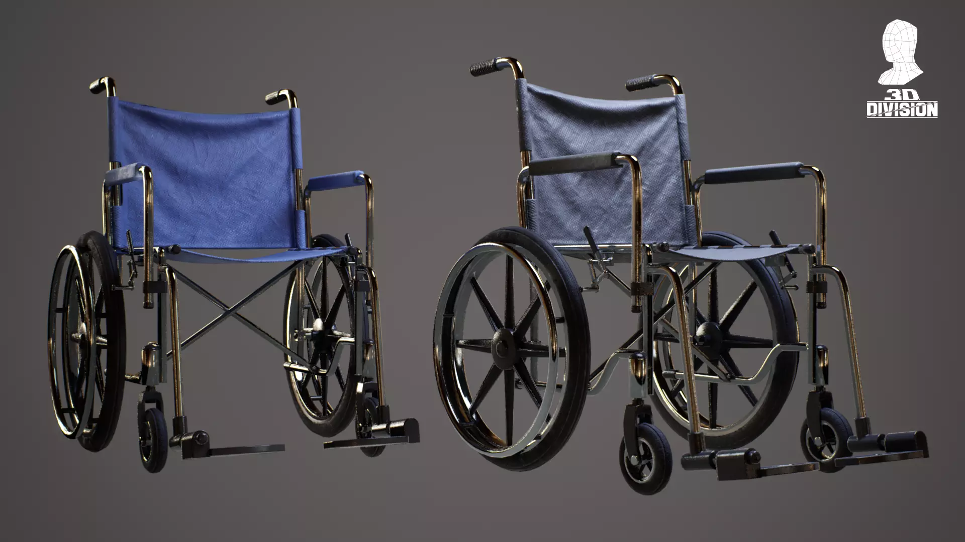 Hospital WheelChair - PBR Game Ready - LOW POLY Low-poly 3D model_1
