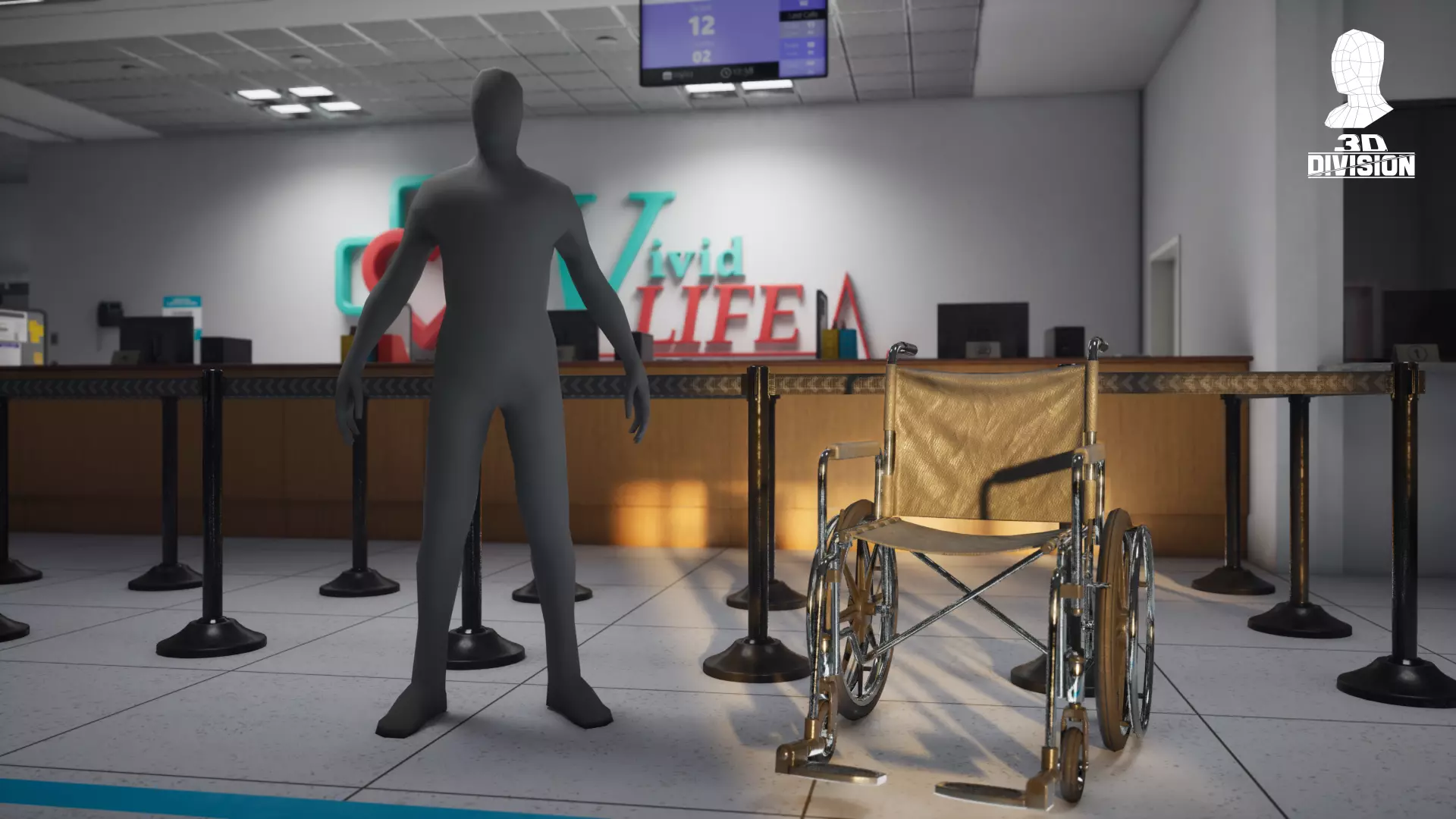 Hospital WheelChair - PBR Game Ready - LOW POLY Low-poly 3D model_2