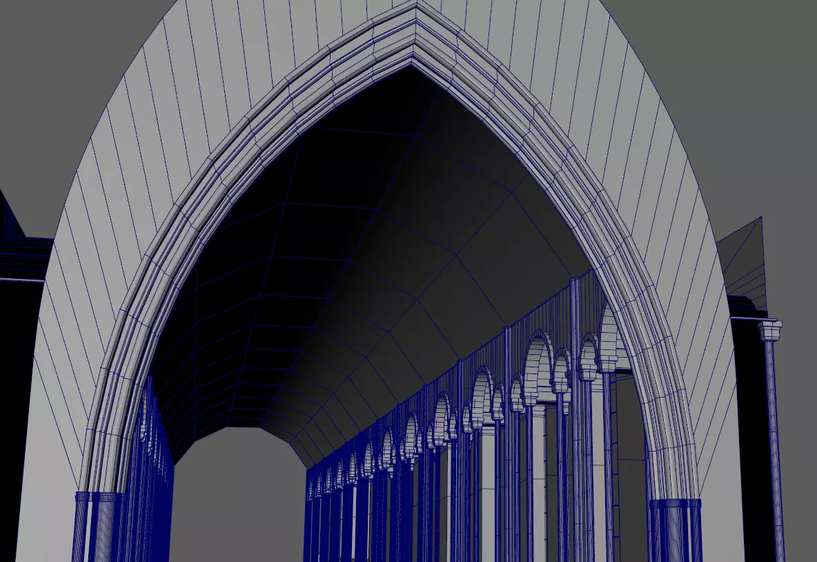 Cathedral Romanesque Nave Low-poly 3D model_40
