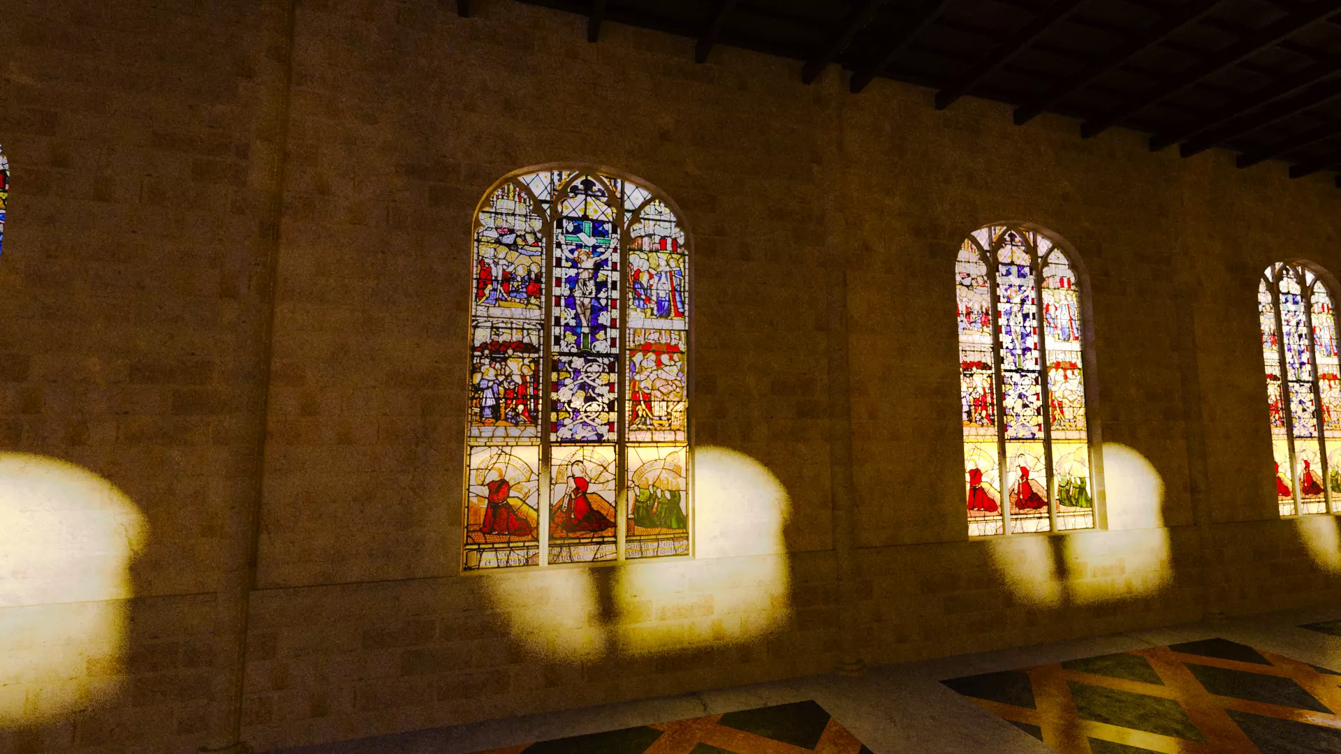 Cathedral Romanesque Nave Low-poly 3D model_25