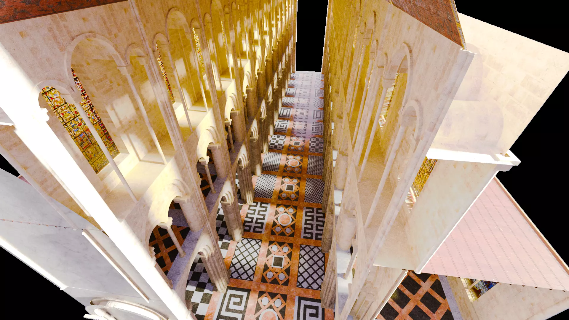 Cathedral Romanesque Nave Low-poly 3D model_13