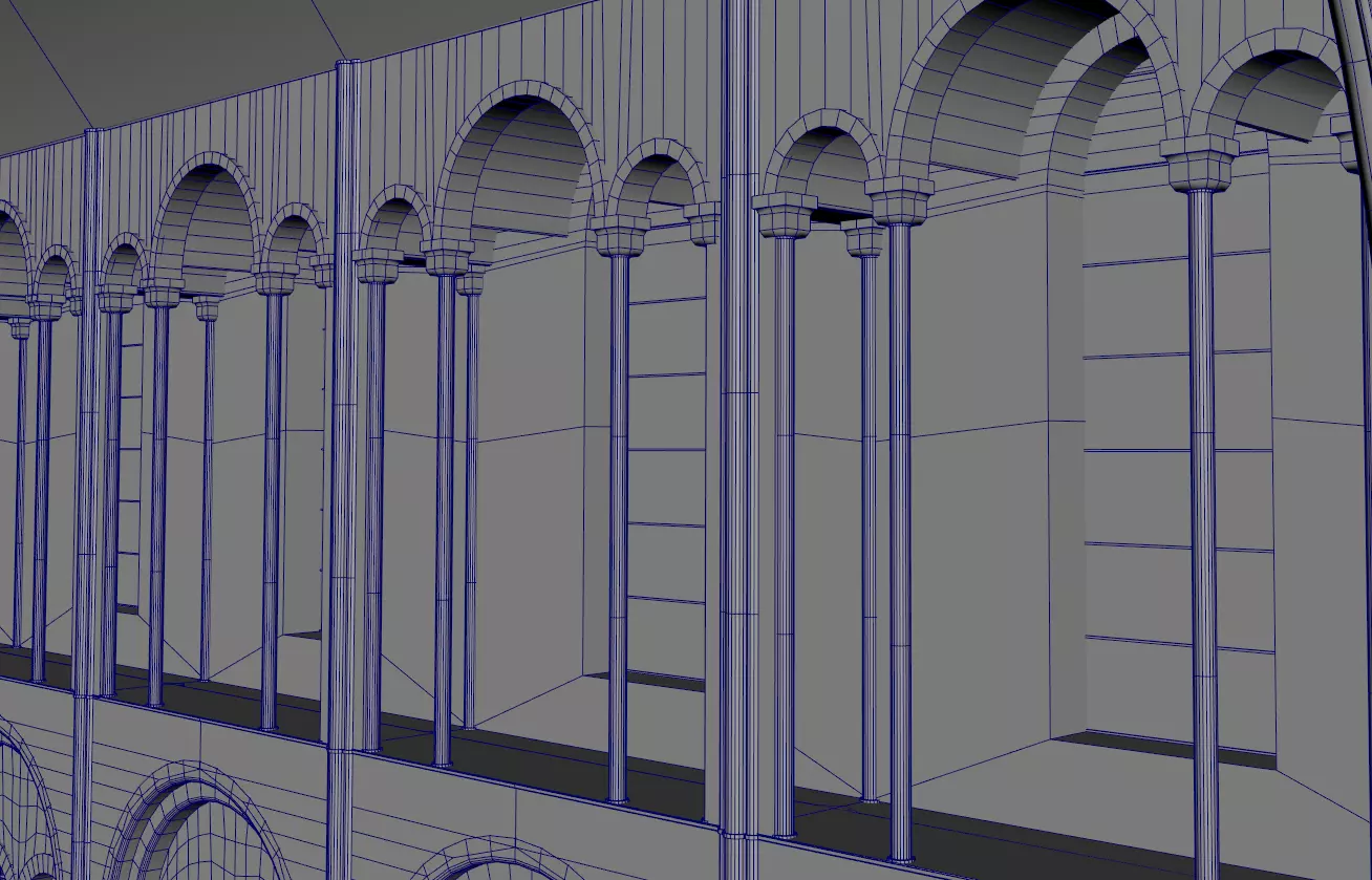 Cathedral Romanesque Nave Low-poly 3D model_30