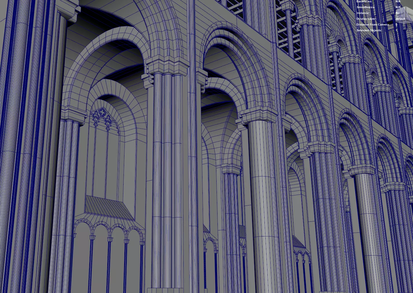 Cathedral Romanesque Nave Low-poly 3D model_36