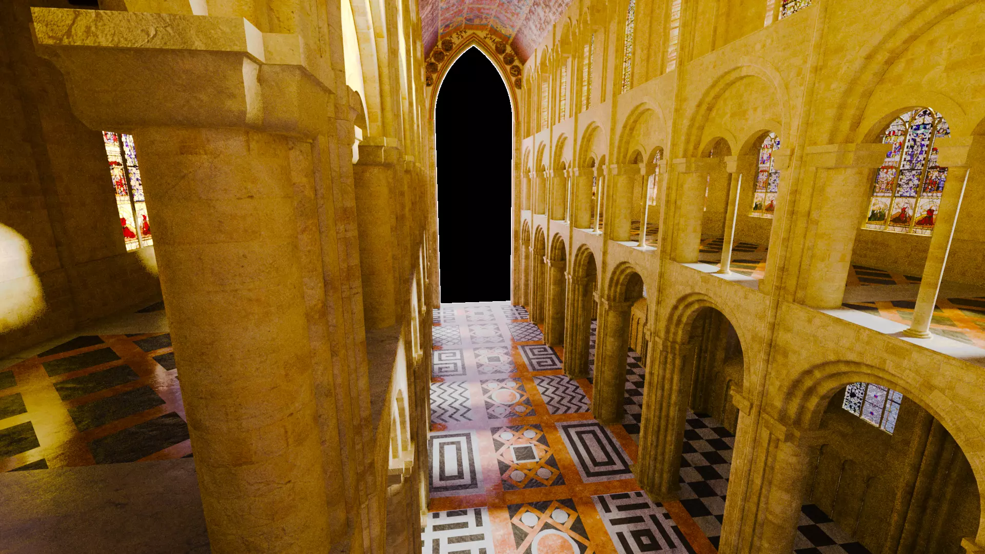 Cathedral Romanesque Nave Low-poly 3D model_16