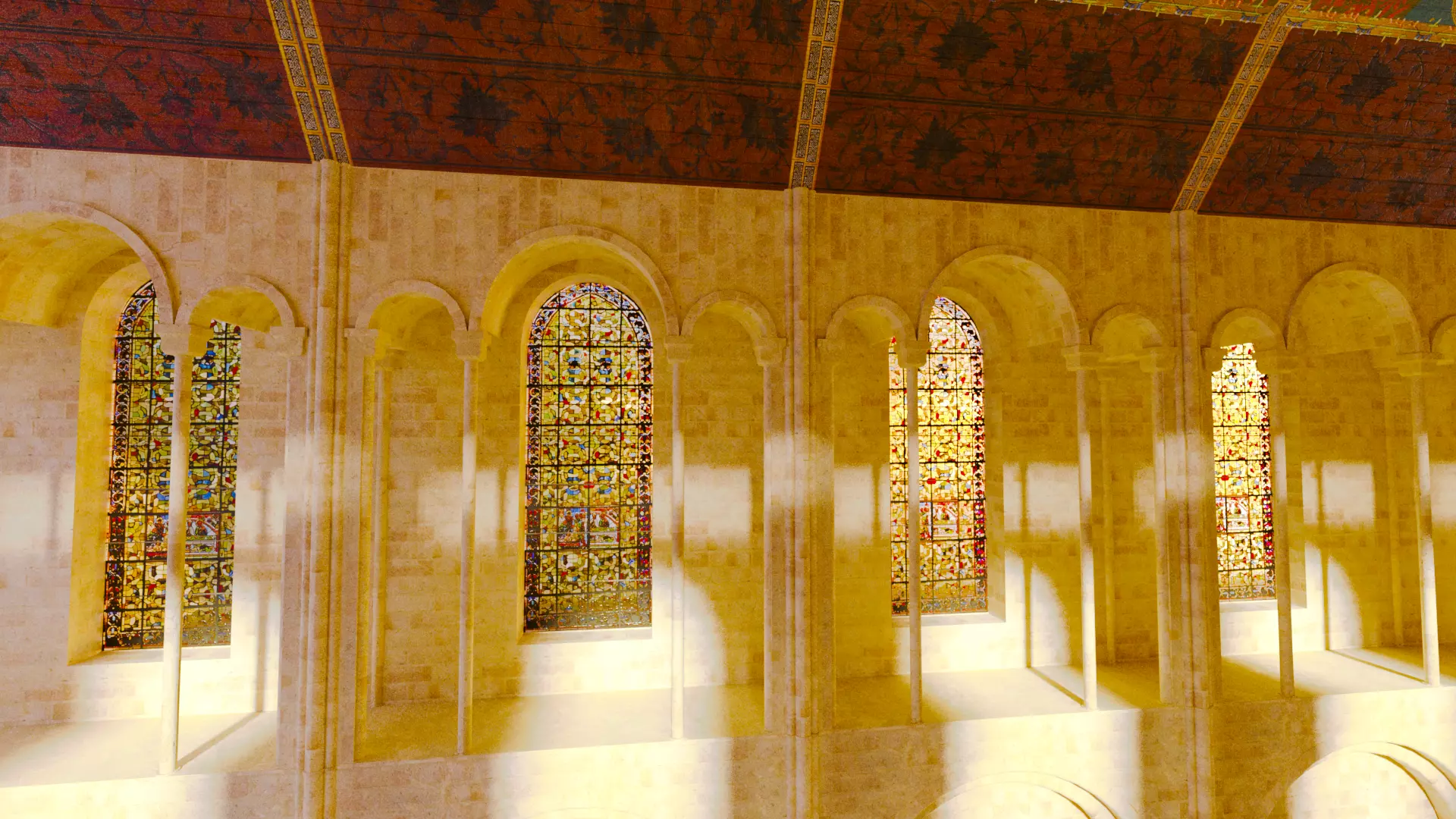 Cathedral Romanesque Nave Low-poly 3D model_24