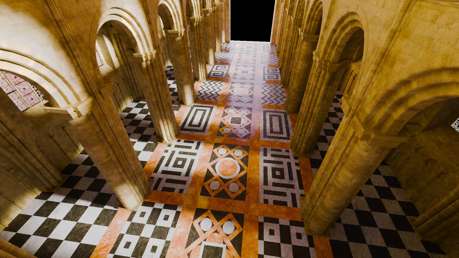 Cathedral Romanesque Nave Low-poly 3D model_14