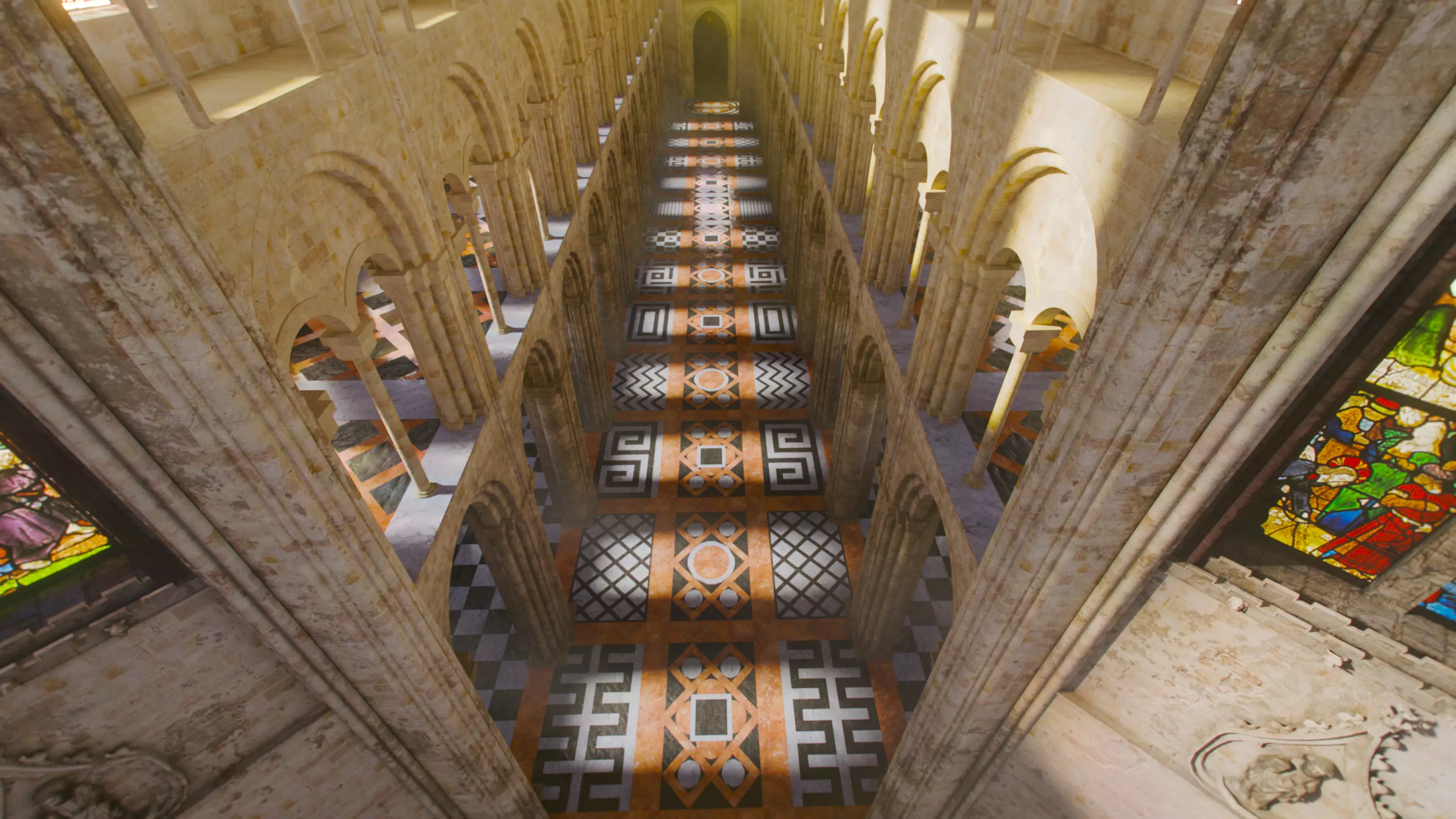 Cathedral Romanesque Nave Low-poly 3D model_11