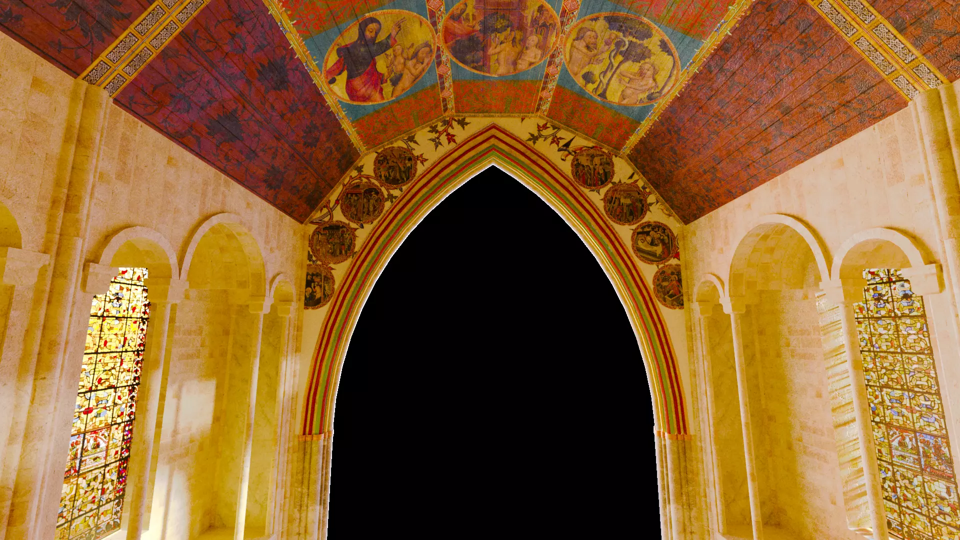 Cathedral Romanesque Nave Low-poly 3D model_18