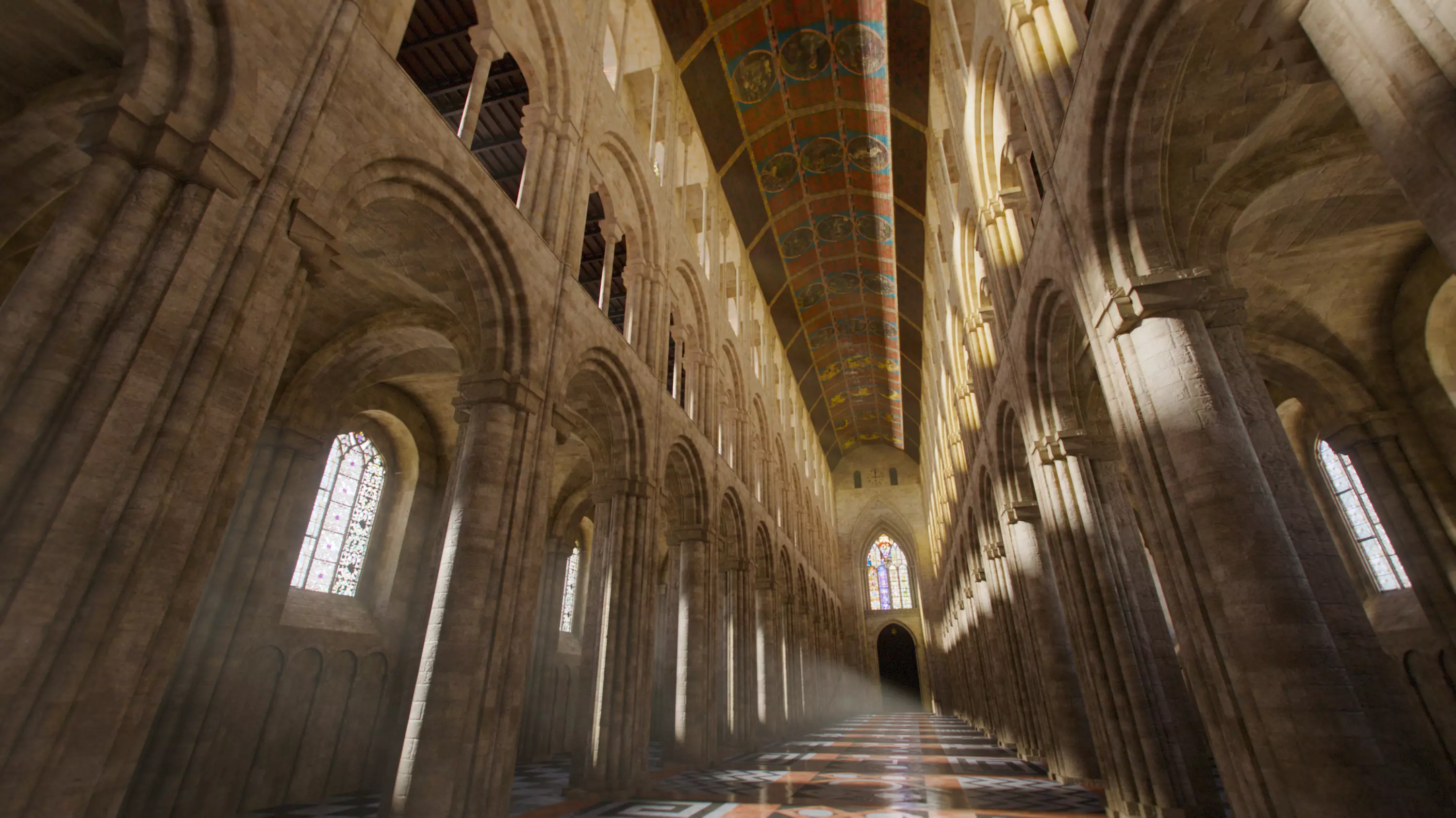 Cathedral Romanesque Nave Low-poly 3D model_4