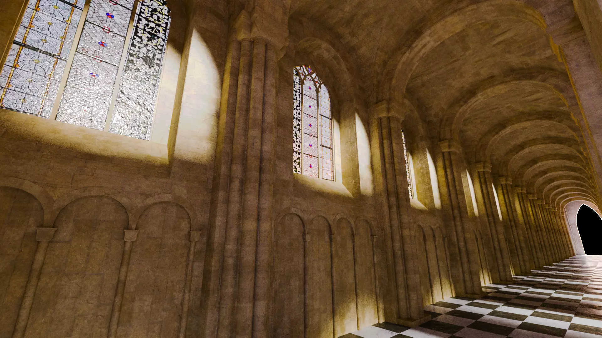 Cathedral Romanesque Nave Low-poly 3D model_27