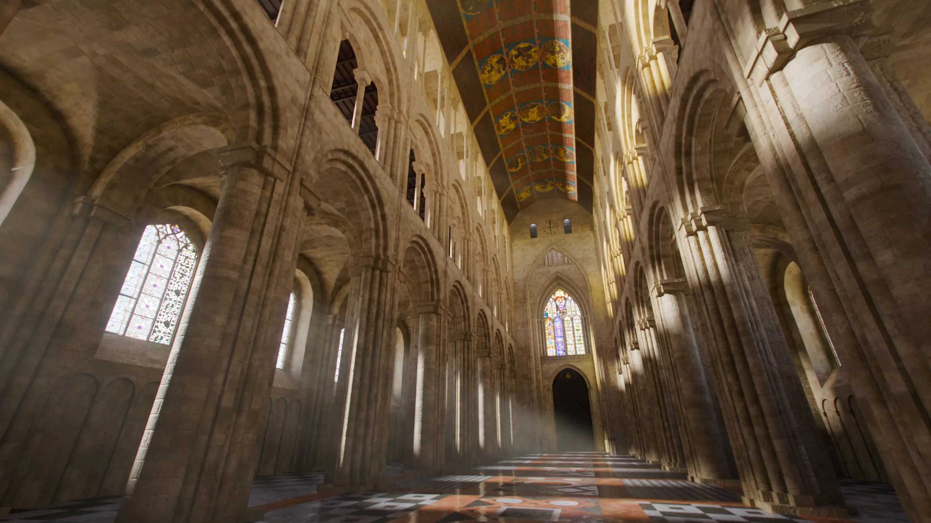 Cathedral Romanesque Nave Low-poly 3D model_5