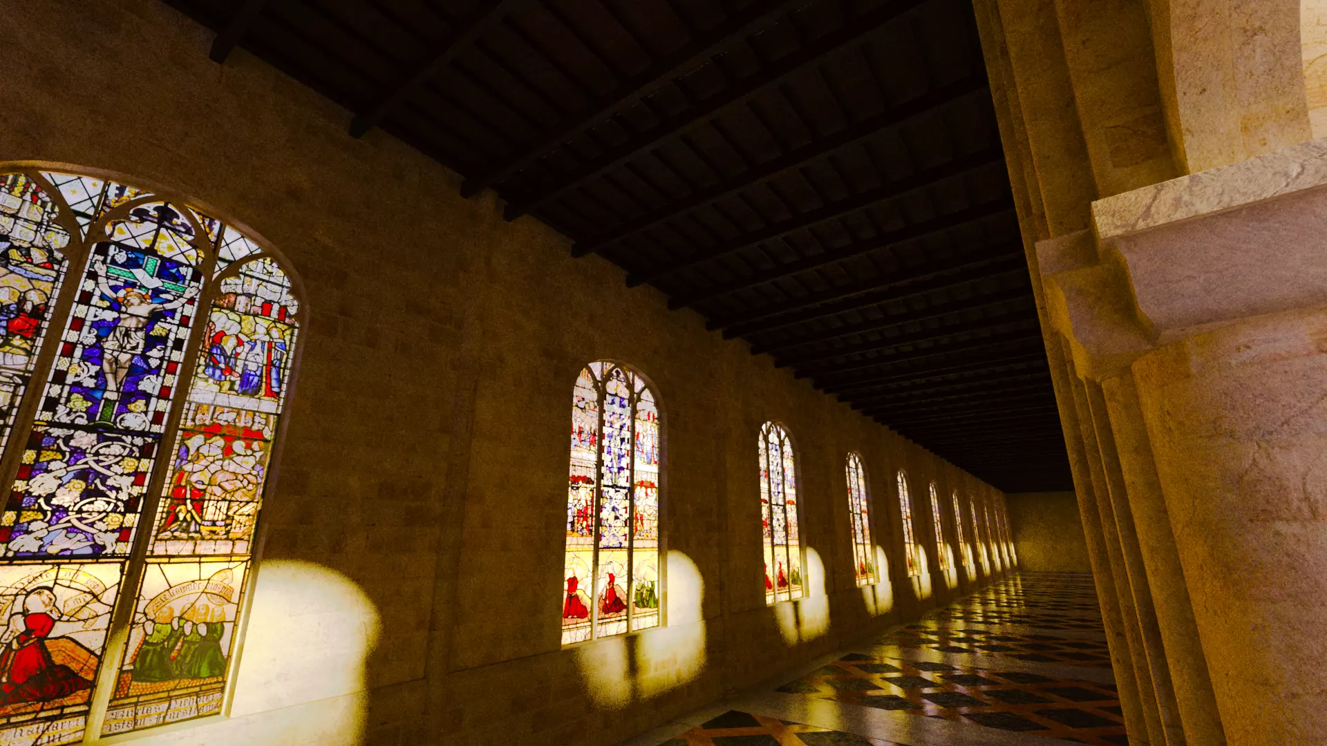 Cathedral Romanesque Nave Low-poly 3D model_26