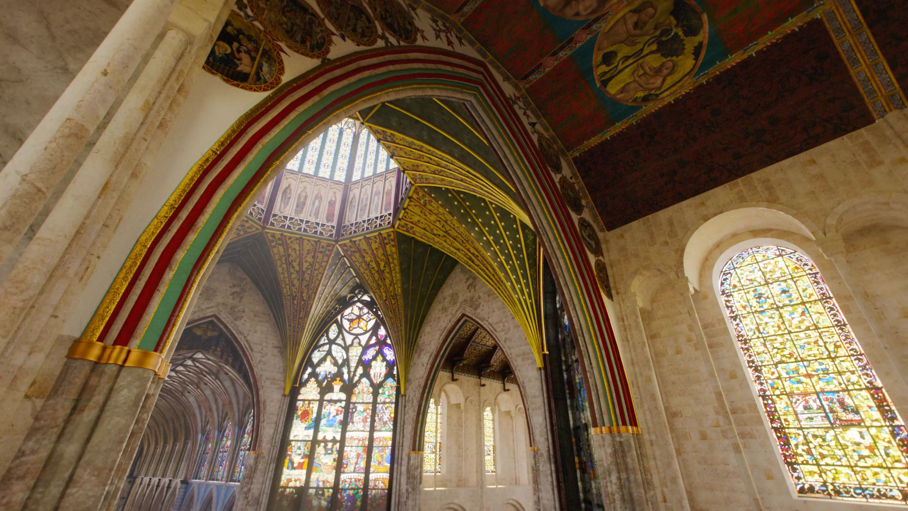 Cathedral Romanesque Nave Low-poly 3D model_7