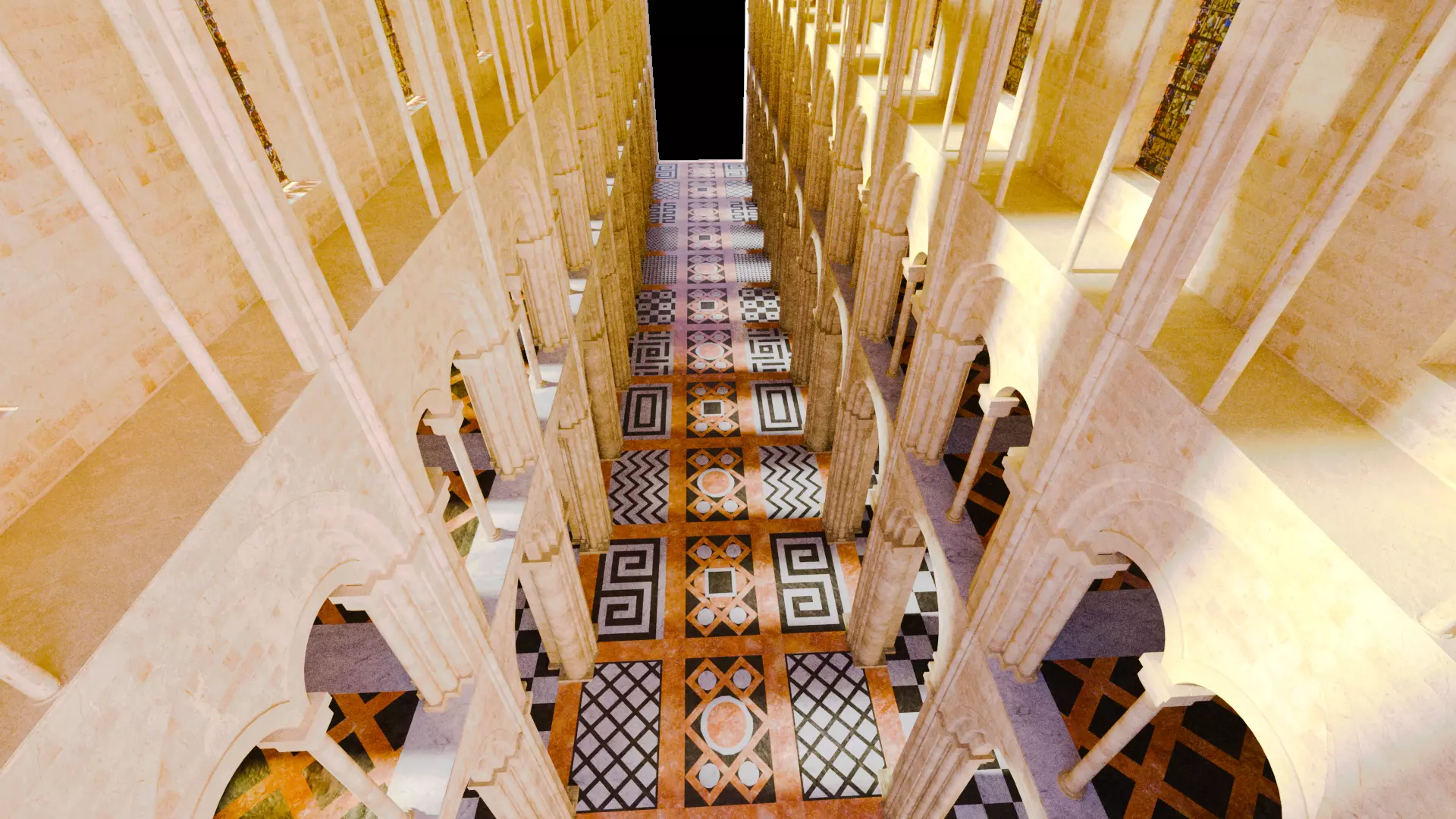 Cathedral Romanesque Nave Low-poly 3D model_17