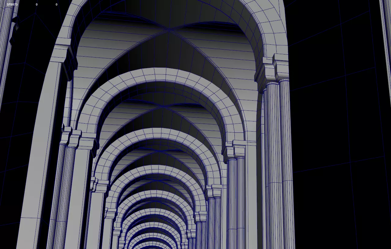 Cathedral Romanesque Nave Low-poly 3D model_41