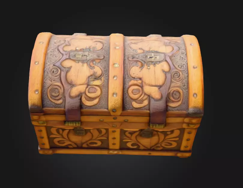 Antique Treasure Chest Low-poly 3D model_4