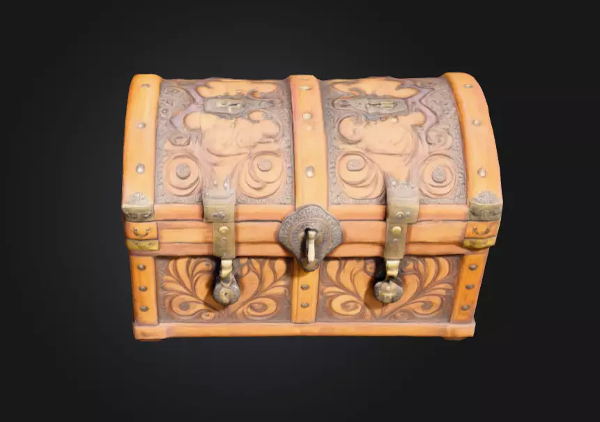 Antique Treasure Chest Low-poly 3D model_1