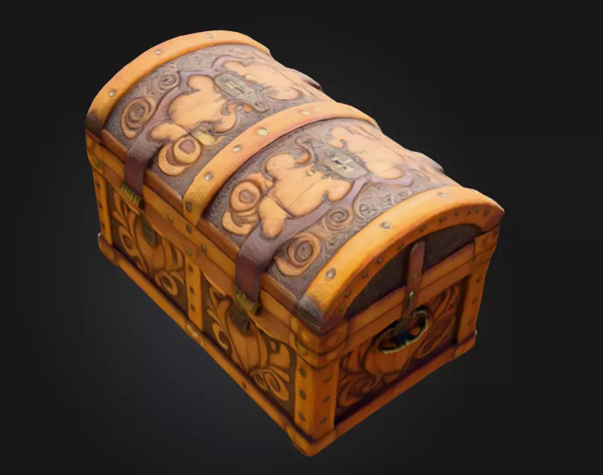 Antique Treasure Chest Low-poly 3D model_5