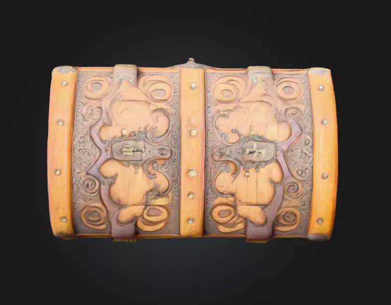Antique Treasure Chest Low-poly 3D model_6