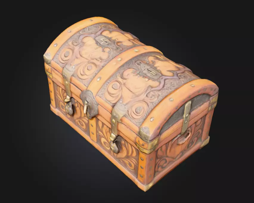 Antique Treasure Chest Low-poly 3D model_2