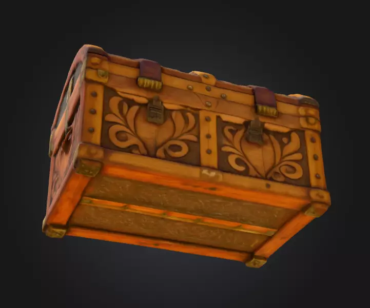 Antique Treasure Chest Low-poly 3D model_8