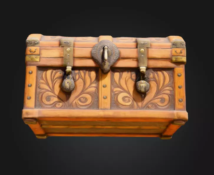 Antique Treasure Chest Low-poly 3D model_9