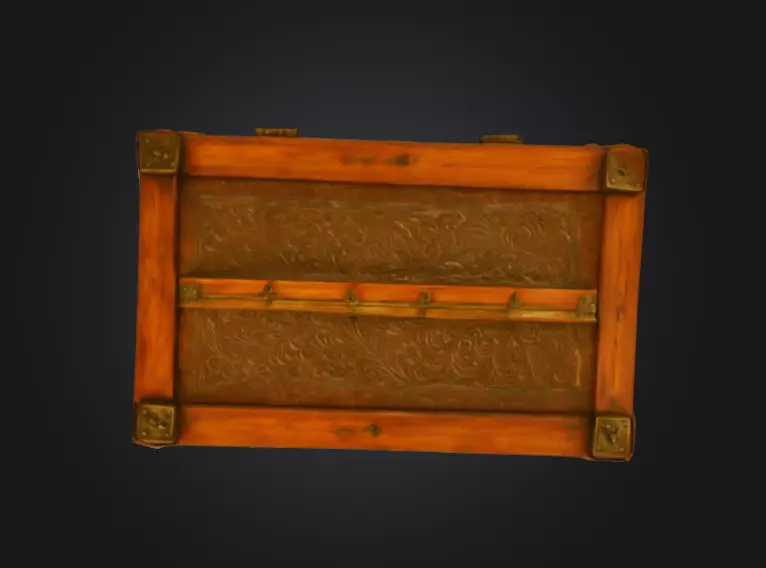 Antique Treasure Chest Low-poly 3D model_7