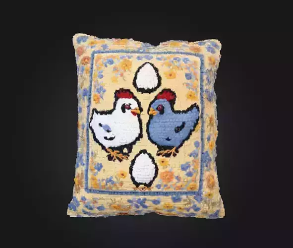 Knitted Pillow with Chicken Pattern Low-poly 3D model