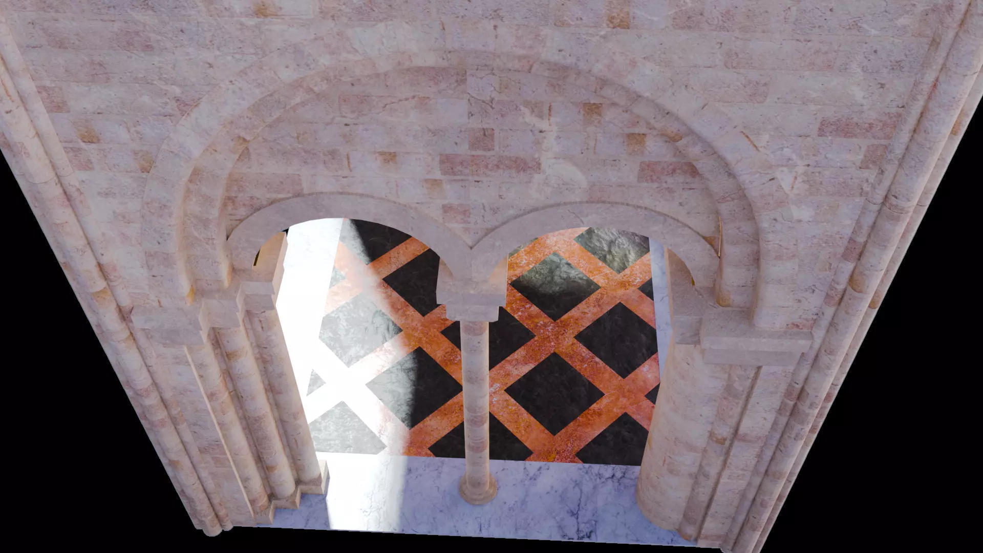Cathedral Romanesque Nave MIDDLE - ONLY Low-poly 3D model_13