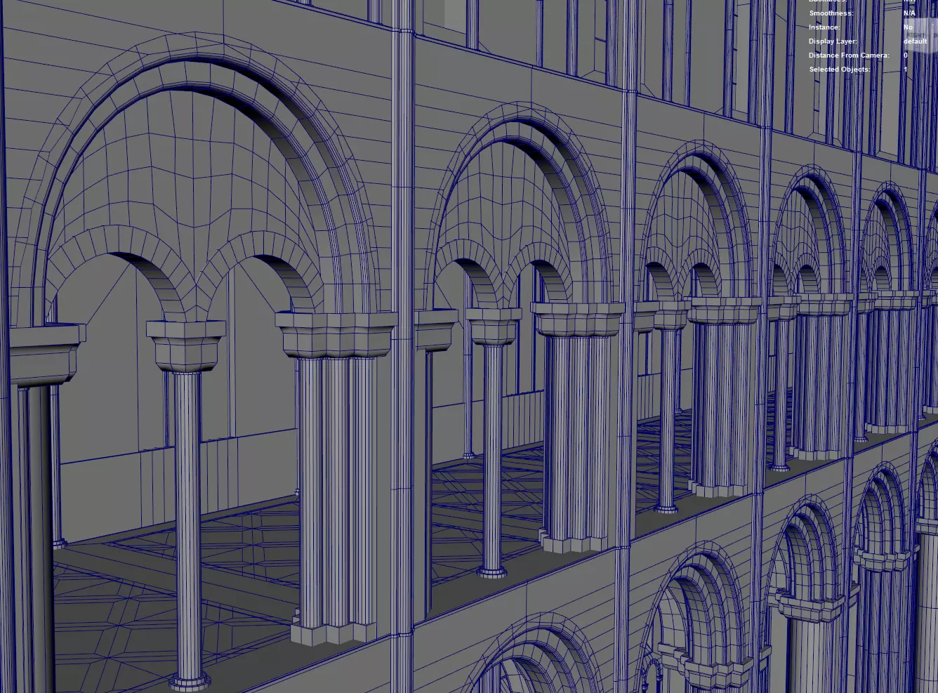 Cathedral Romanesque Nave MIDDLE - ONLY Low-poly 3D model_16