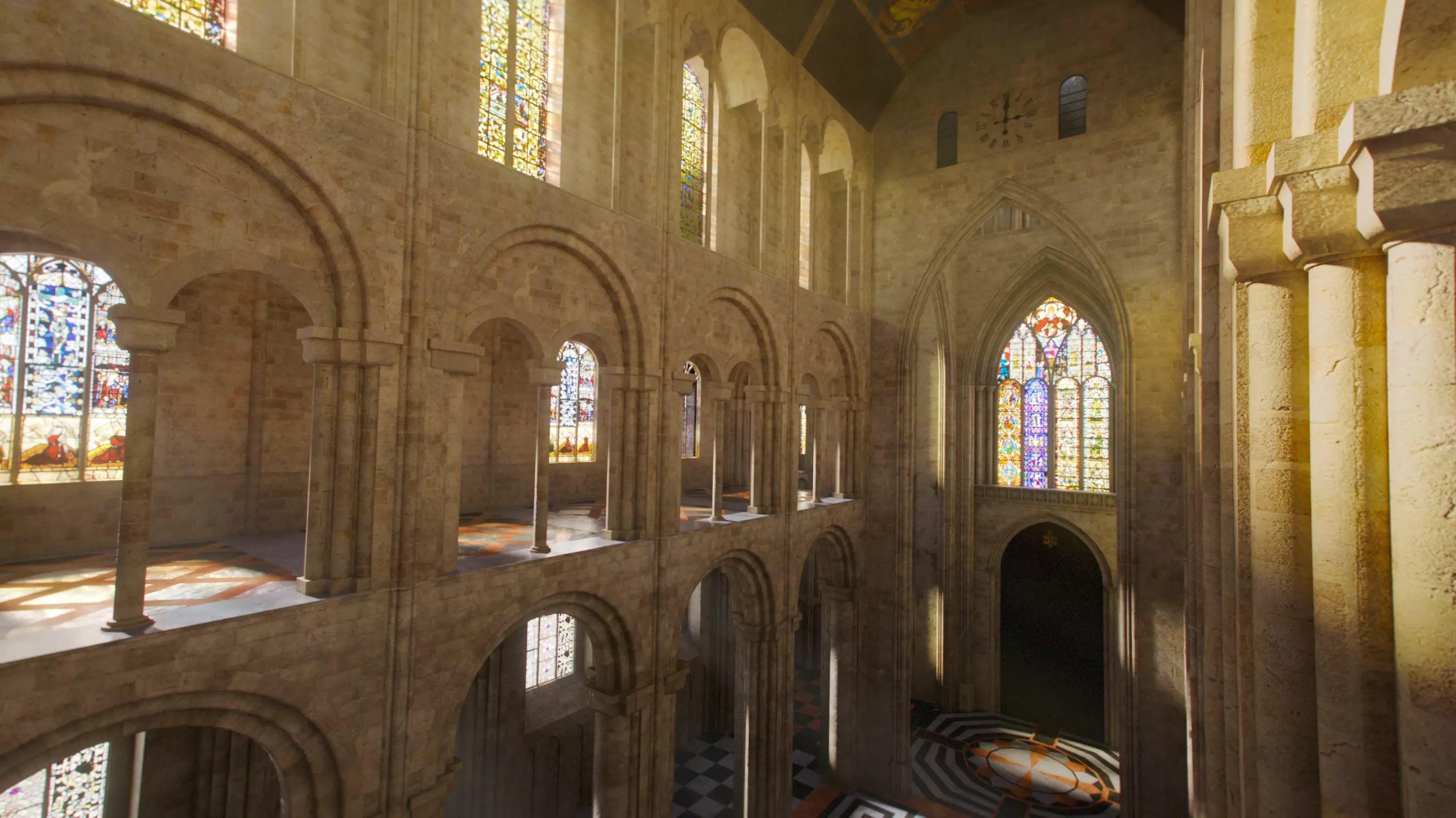 Cathedral Romanesque Nave MIDDLE - ONLY Low-poly 3D model_6