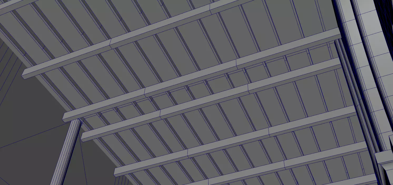 Cathedral Romanesque Nave MIDDLE - ONLY Low-poly 3D model_18