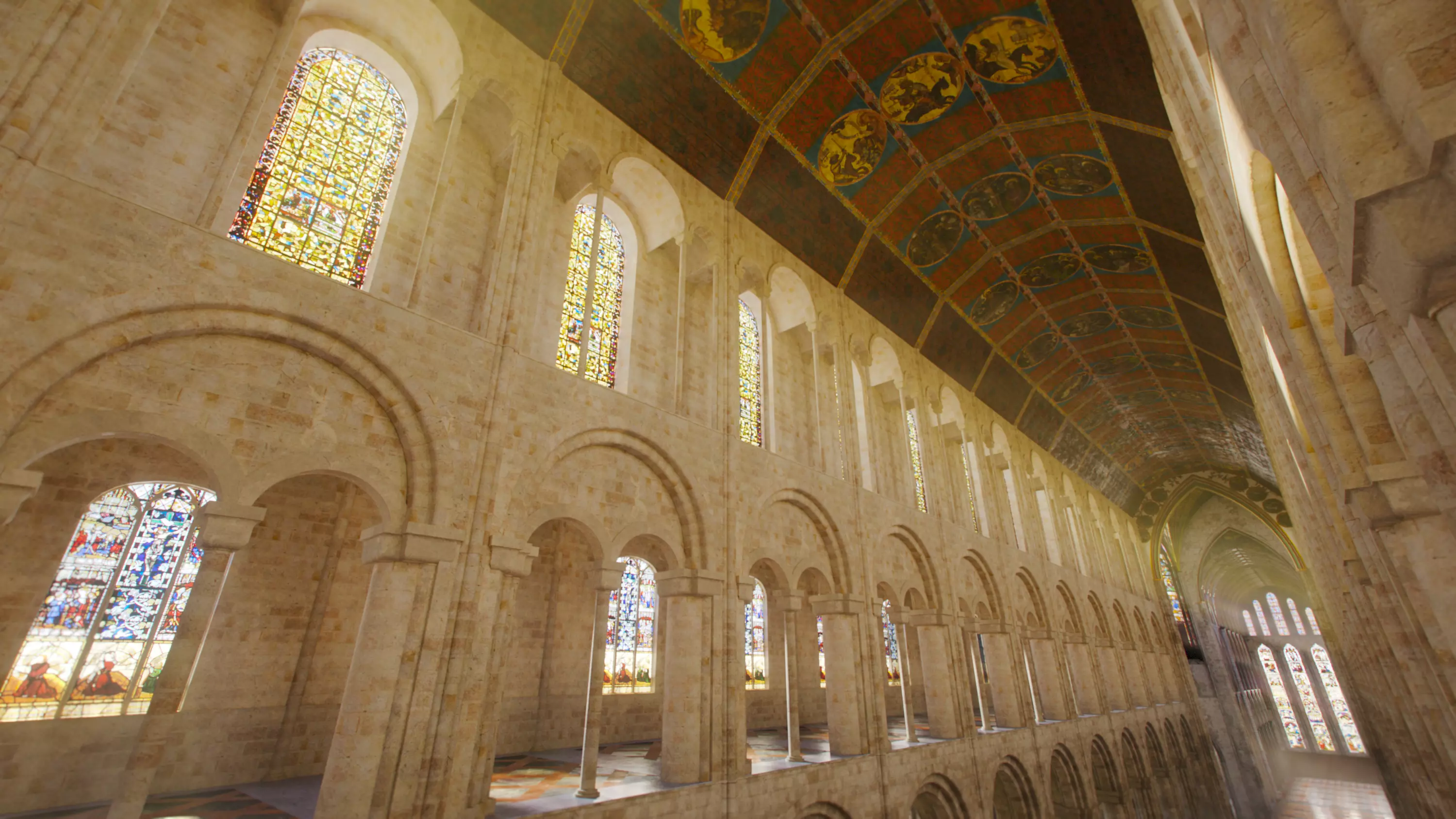 Cathedral Romanesque Nave MIDDLE - ONLY Low-poly 3D model_7