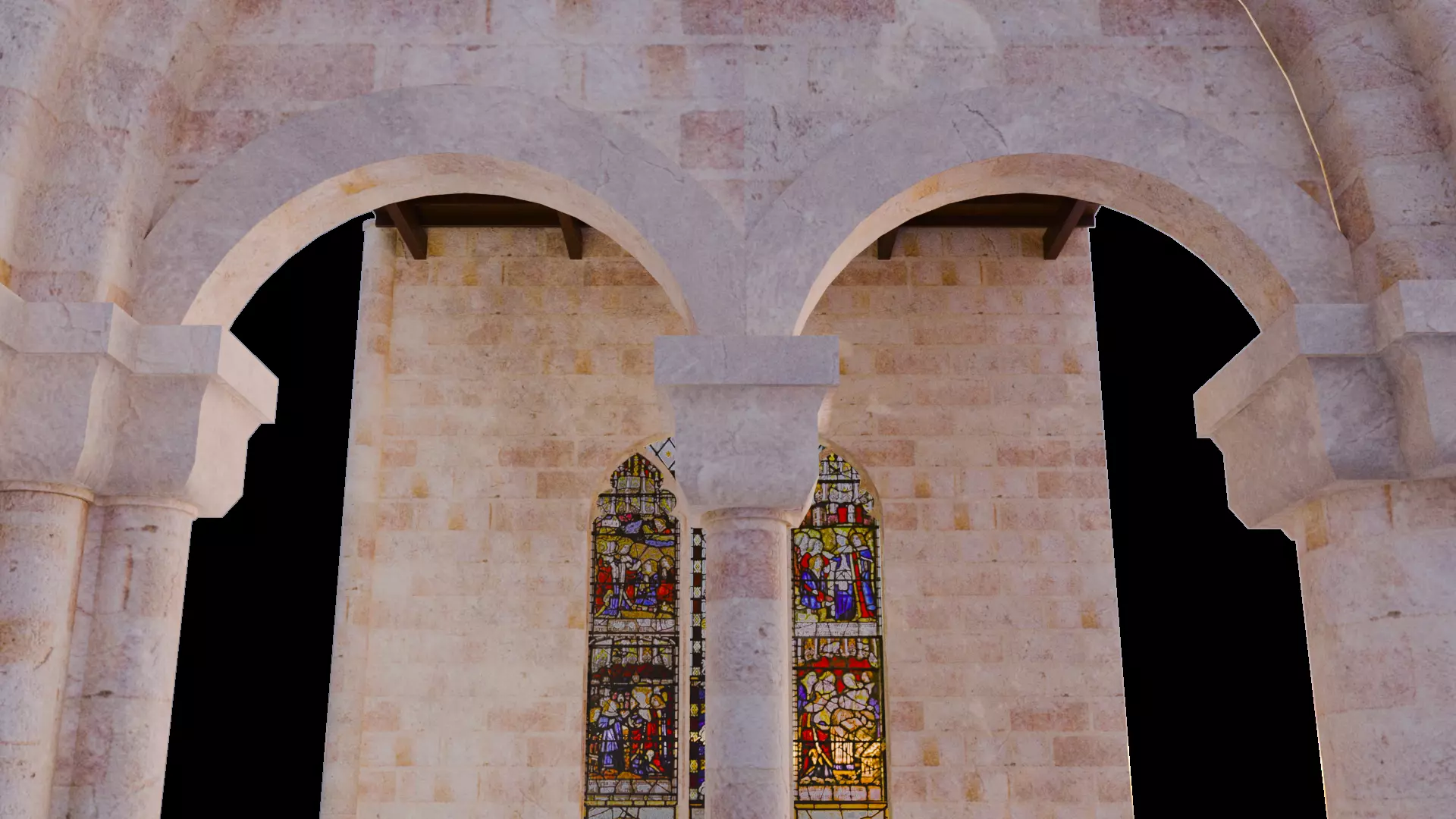 Cathedral Romanesque Nave MIDDLE - ONLY Low-poly 3D model_12