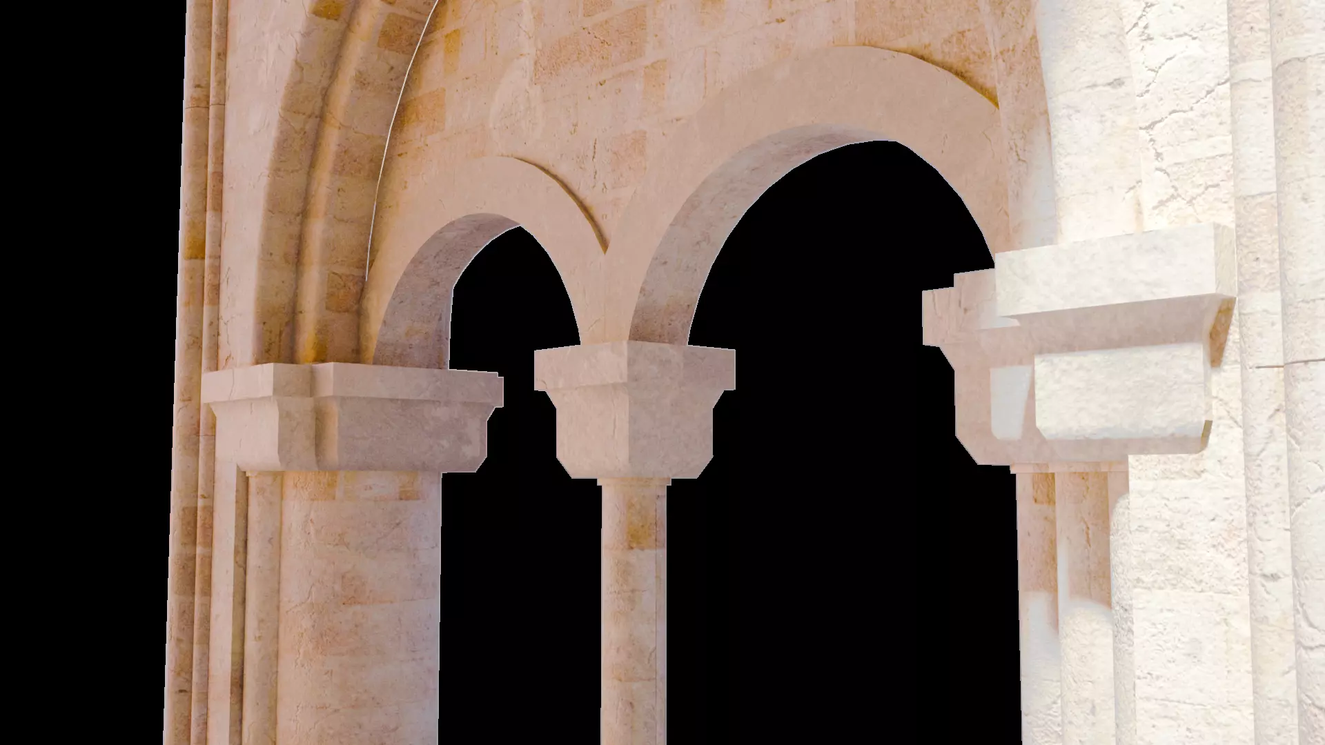 Cathedral Romanesque Nave MIDDLE - ONLY Low-poly 3D model_15