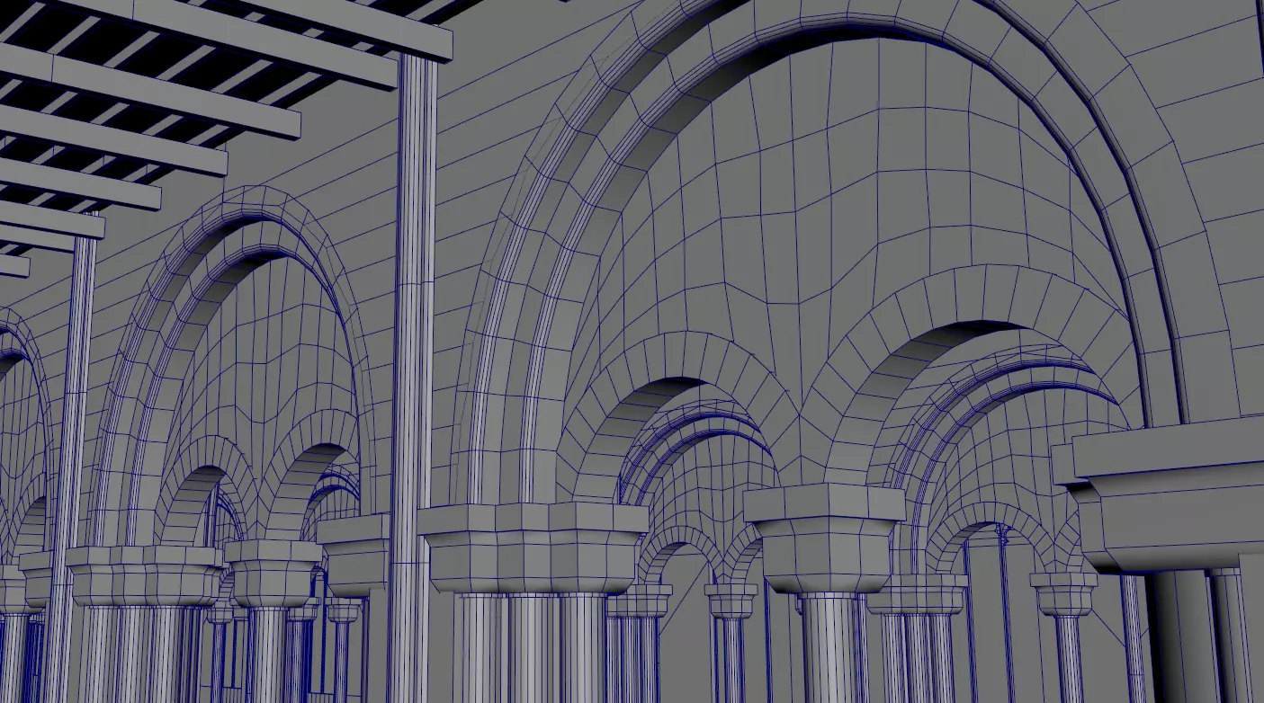 Cathedral Romanesque Nave MIDDLE - ONLY Low-poly 3D model_19