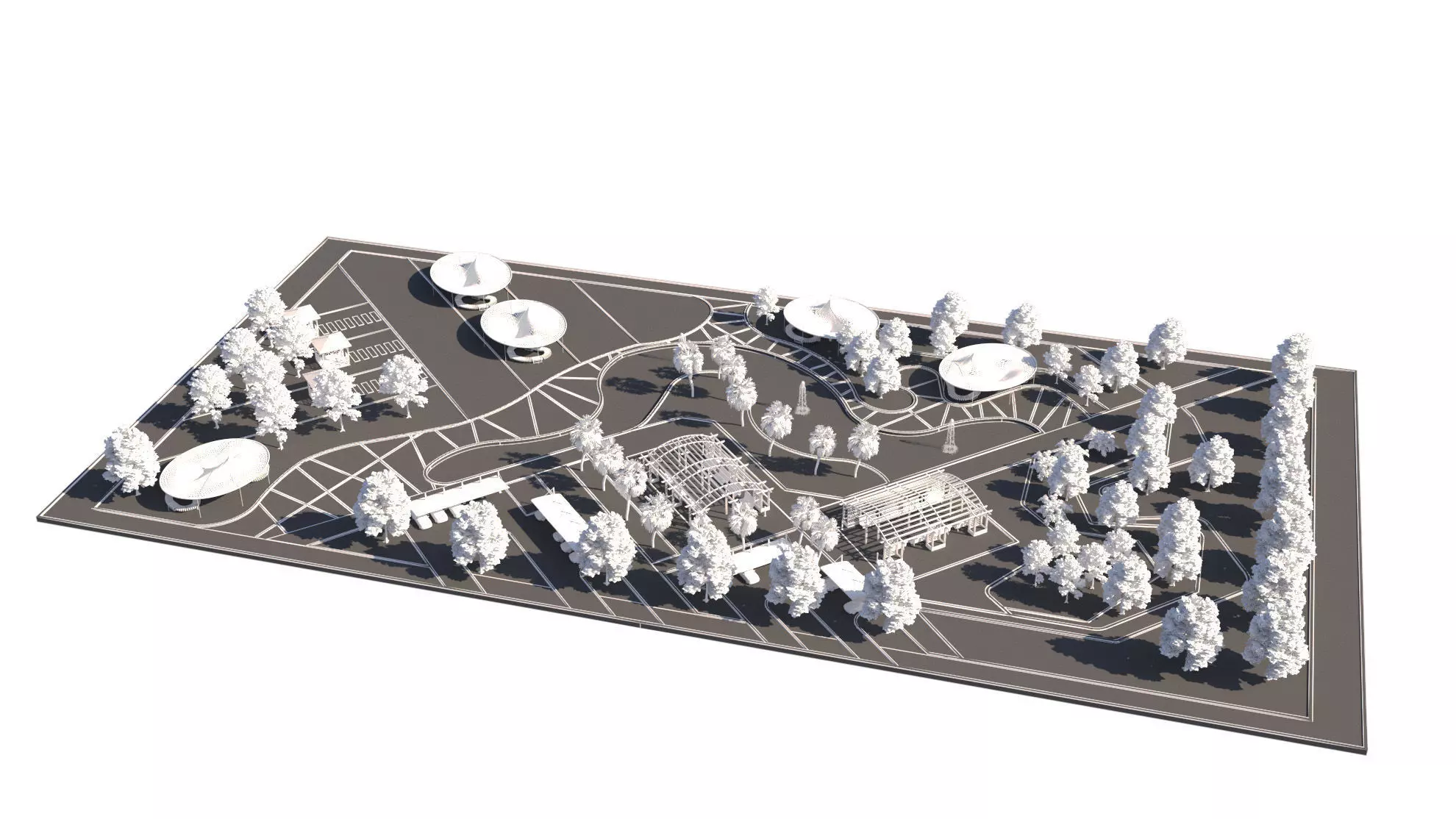 Modern Park and Recreation Area 3D Model Low-poly 3D model_10