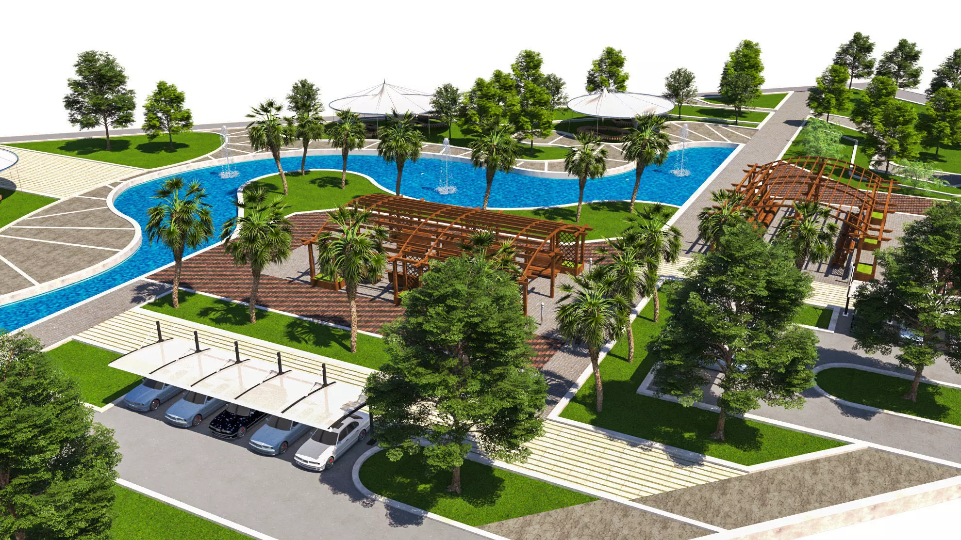 Modern Park and Recreation Area 3D Model Low-poly 3D model_1