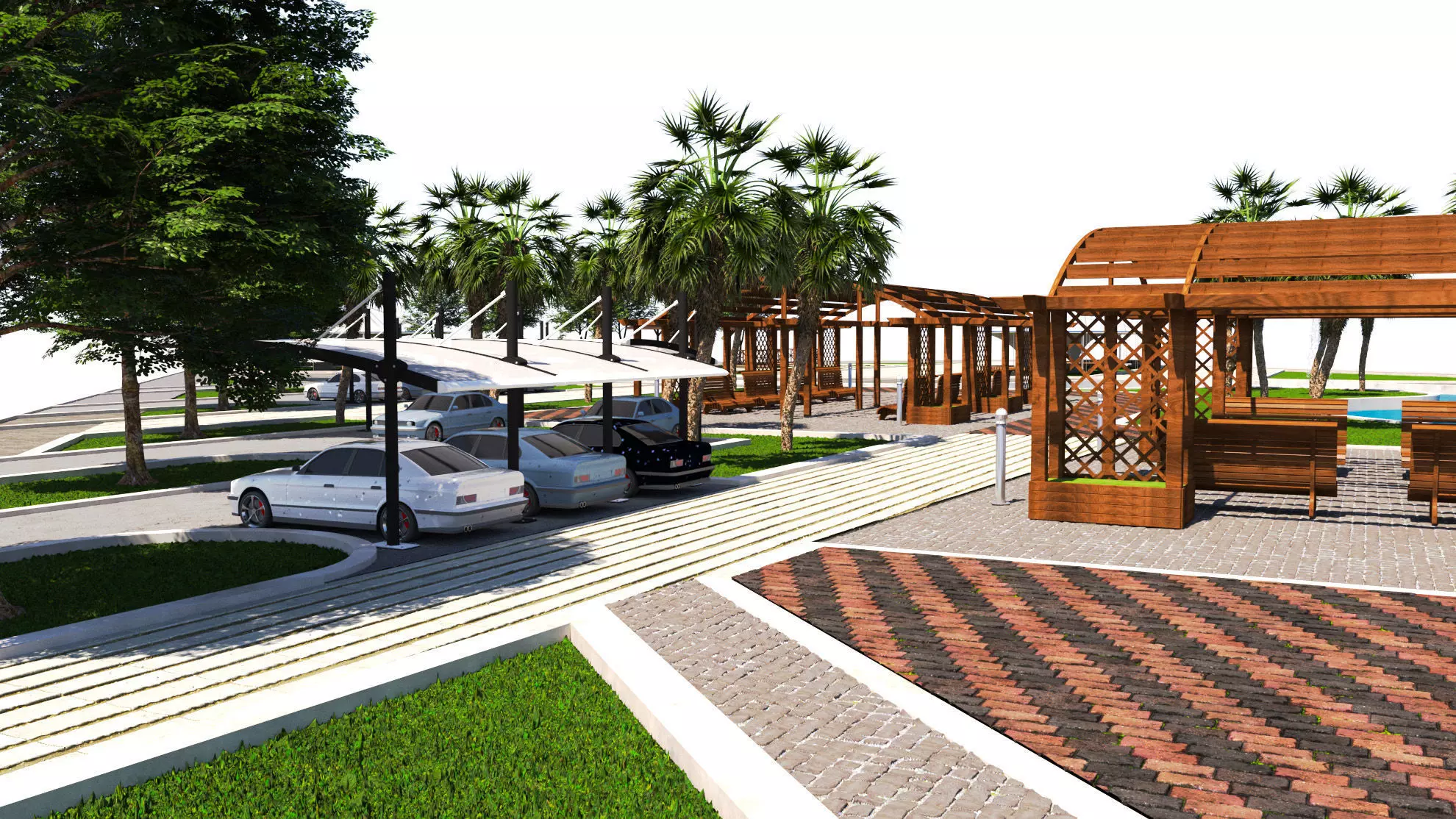 Modern Park and Recreation Area 3D Model Low-poly 3D model_9