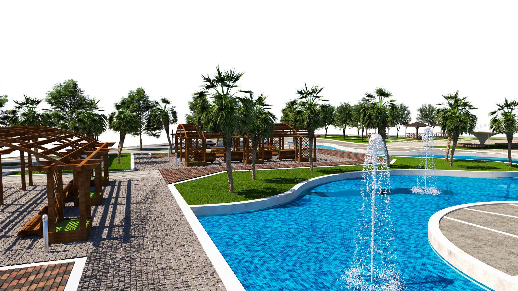 Modern Park and Recreation Area 3D Model Low-poly 3D model_6