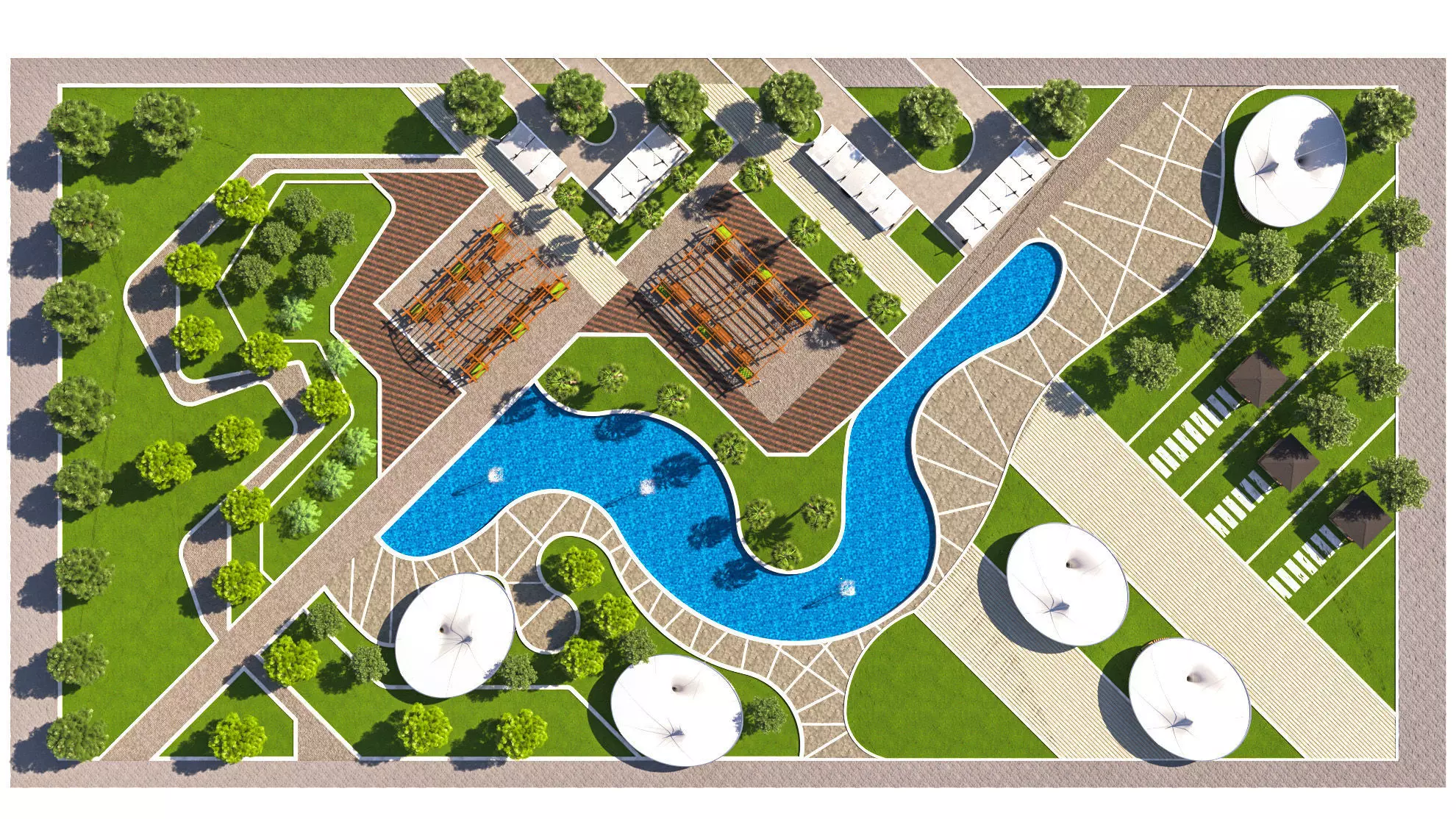 Modern Park and Recreation Area 3D Model Low-poly 3D model_2