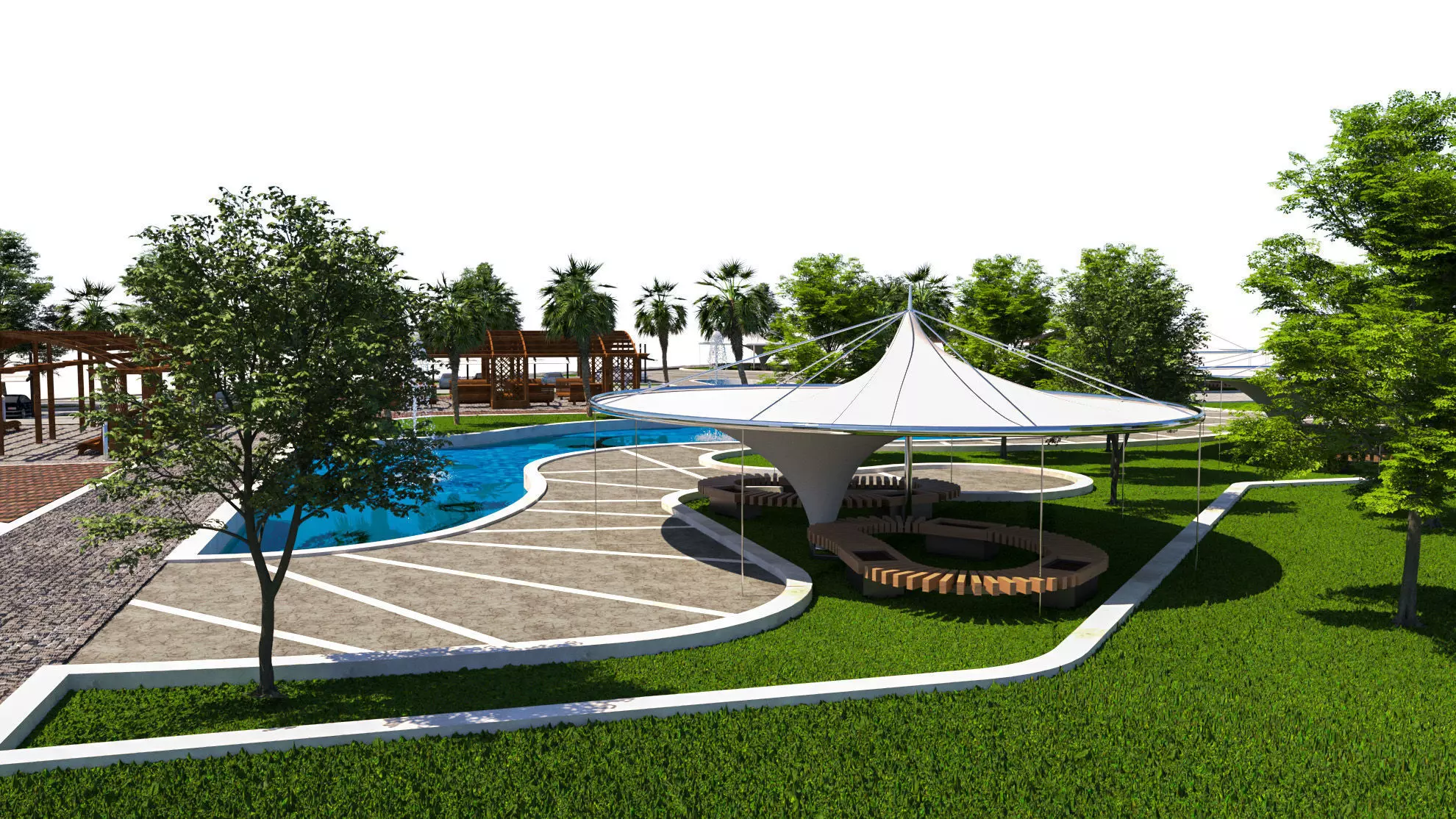 Modern Park and Recreation Area 3D Model Low-poly 3D model_7