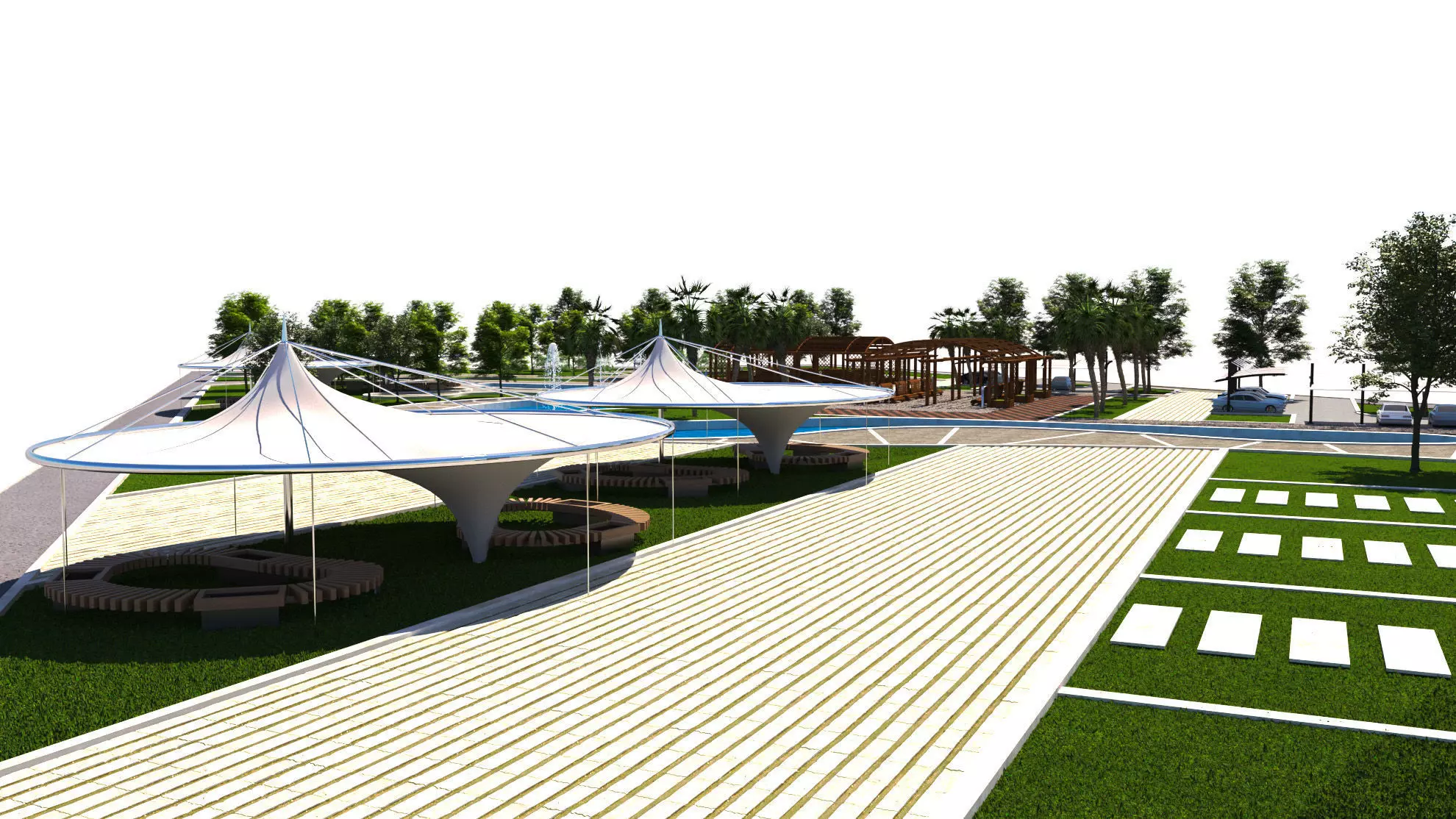 Modern Park and Recreation Area 3D Model Low-poly 3D model_8