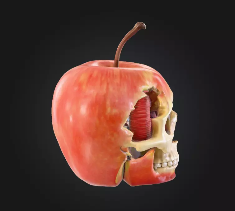 Apple Skull Dark Fantasy Low-poly 3D model_2