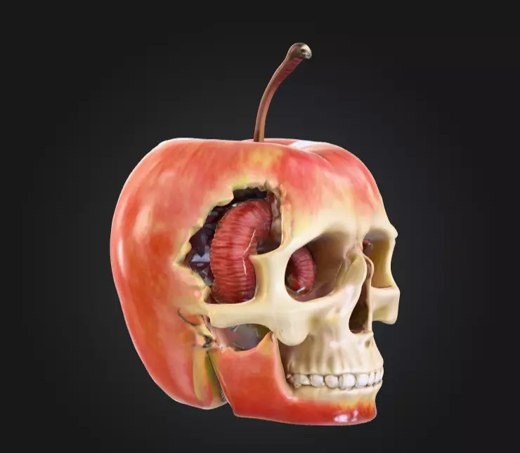 Apple Skull Dark Fantasy Low-poly 3D model_1