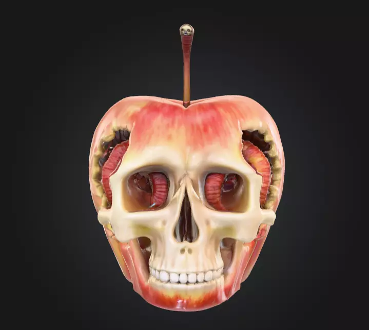 Apple Skull Dark Fantasy Low-poly 3D model_0