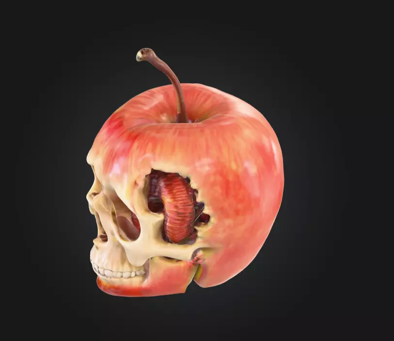 Apple Skull Dark Fantasy Low-poly 3D model_12