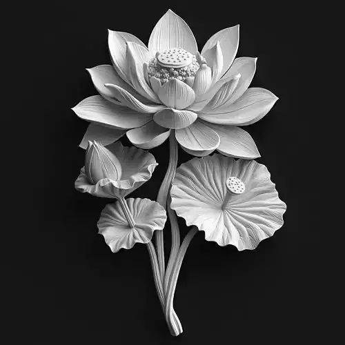 Lotus Flower Sculpture Relief Art